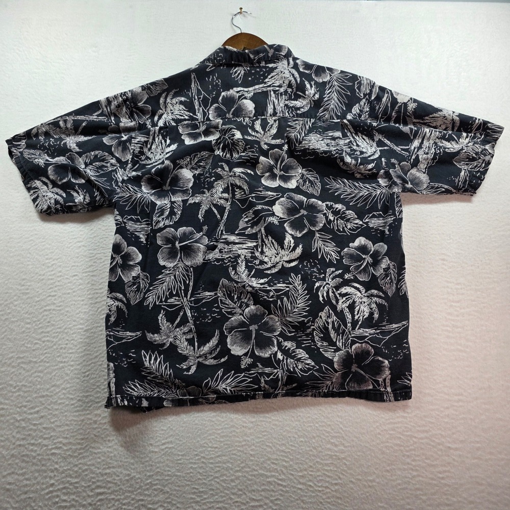 Ocean Pacific Button Down Shirt Mens L Black White Tropical Floral OPS5109P - Picture 3 of 9
